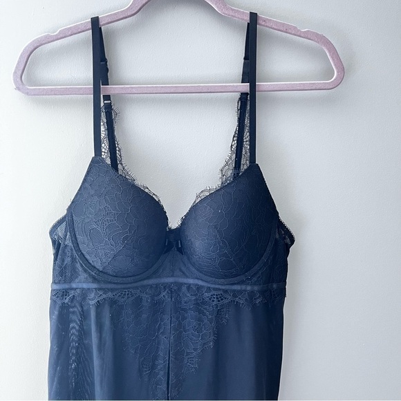 NWOT La Vie En Rose Push Up Lace Mesh Babydoll Slip Women’s Black Size Large - Picture 3 of 9